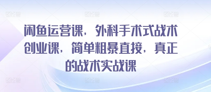 闲鱼运营课，外科手术式战术创业课，简单粗暴直接，真正的战术实战课-副业库
