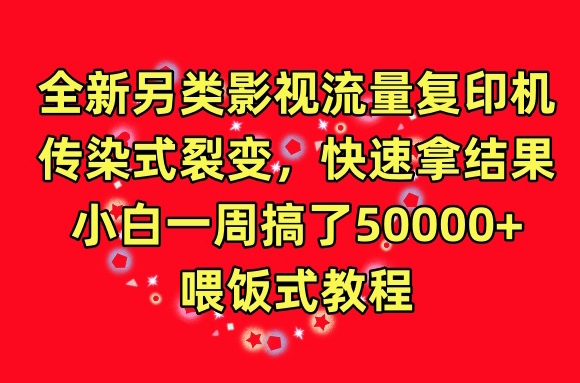 全新另类影视流量复印机，传染式裂变，快速拿结果，小白一周搞了50000+，喂饭式教程-副业库