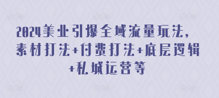 2024美业引爆全域流量玩法，素材打法 付费打法 底层逻辑 私城运营等-副业库