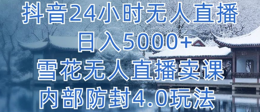 抖音24小时无人直播 日入5000+，雪花无人直播卖课，内部防封4.0玩法-副业库