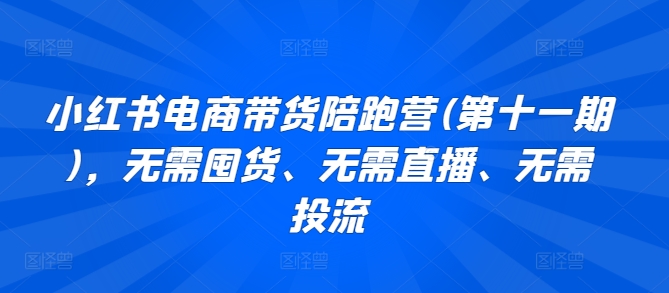小红书电商带货陪跑营(第十一期)，无需囤货、无需直播、无需投流-副业库