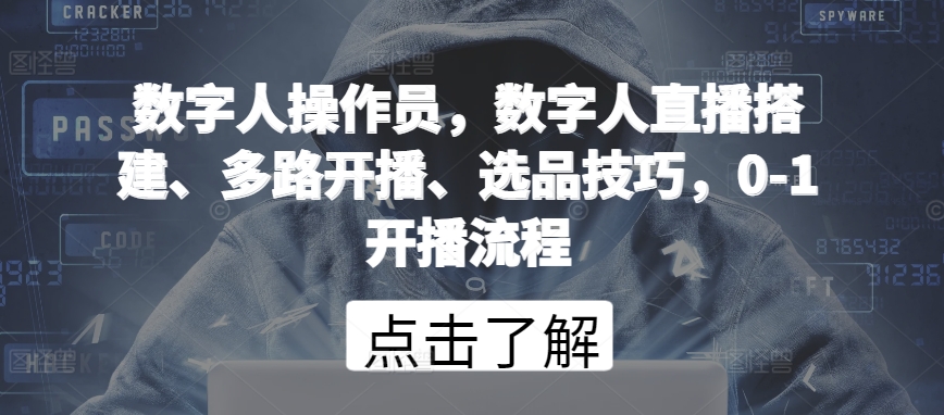 数字人操作员，数字人直播搭建、多路开播、选品技巧，0-1开播流程-副业库