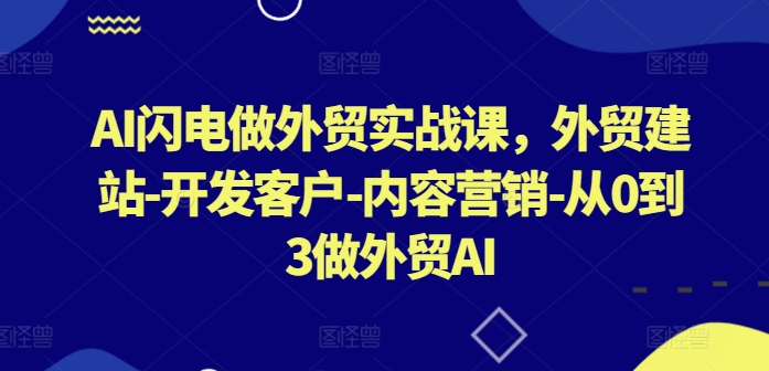 AI闪电做外贸实战课，​外贸建站-开发客户-内容营销-从0到3做外贸AI-副业库