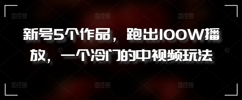 新号5个作品，跑出100W播放，一个冷门的中视频玩法-副业库