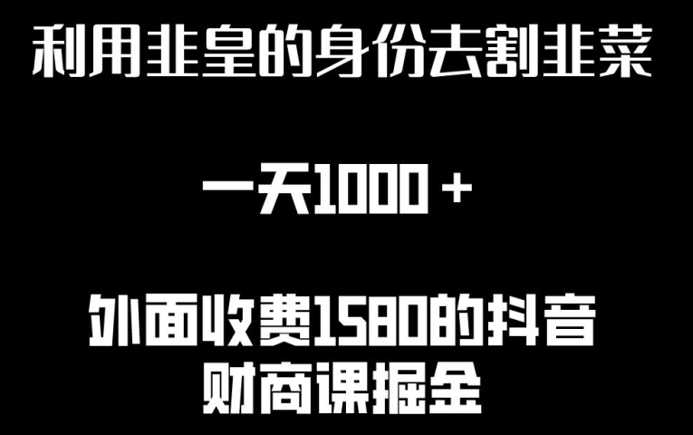 利用非皇的身份去割韭菜，一天1000+(附详细资源)-副业库