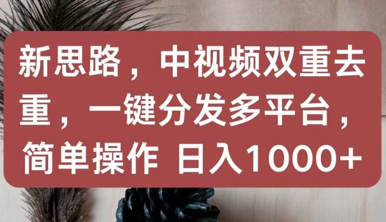 新思路，中视频双重去重，一键分发多平台，简单操作，日入1000+-副业库