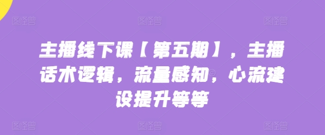 主播线下课【第五期】，主播话术逻辑，流量感知，心流建设提升等等-副业库