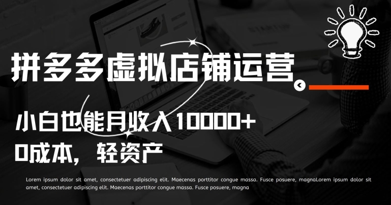 拼多多虚拟店铺运营小白也能月收入10000+-副业库
