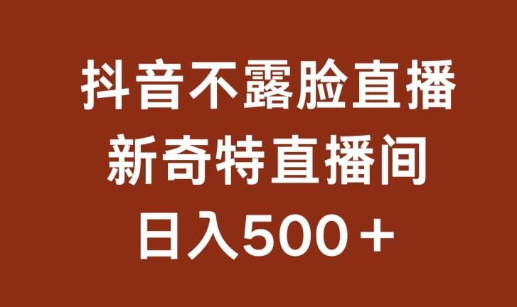 不露脸挂机直播，新奇特直播间，日入500+-副业库