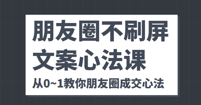 朋友圈不刷屏文案心法课 人人都要懂的商业逻辑 从0~1教你朋友圈成交心法-副业库