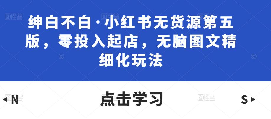 绅白不白·小红书无货源第五版，零投入起店，无脑图文精细化玩法-副业库