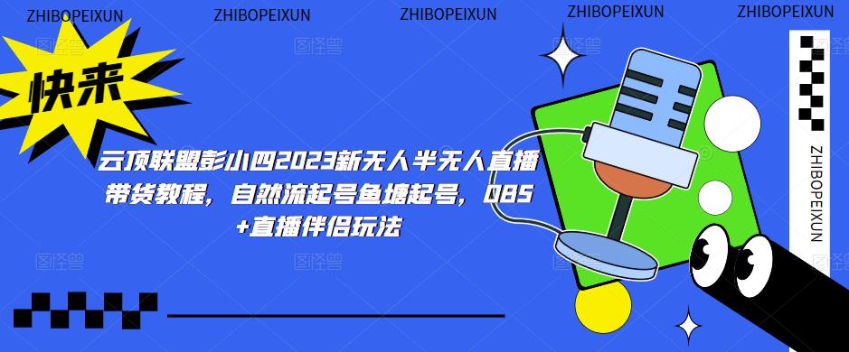 云顶联盟彭小四2023新无人半无人直播带货教程，自然流起号鱼塘起号，OBS+直播伴侣玩法-副业库