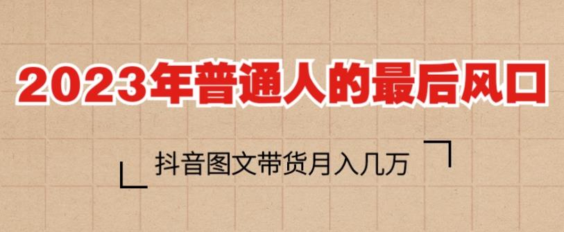 2023年普通人的最后风口，抖音图文带货月入几万，只需一部手机即可操作-副业库
