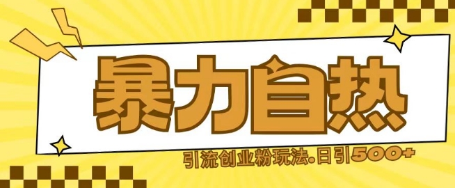 最新暴力自热引流玩法日引500+创业粉-副业库
