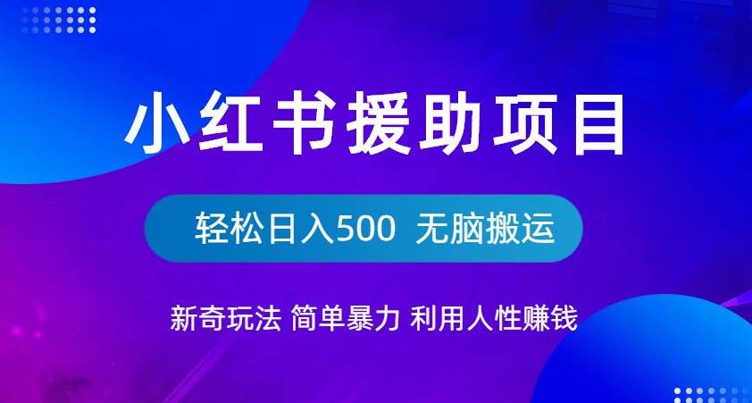 小红书援助项目新奇玩法，简单暴力，无脑搬运轻松日入500【揭秘】-副业库