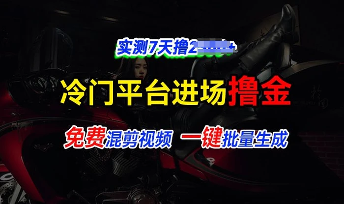 全新冷门平台视频，快速免费进场搞米，通过混剪视频一键批量生成，实测7天撸上千-副业库