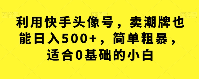 利用快手头像号，卖潮牌也能日入500+，简单粗暴，适合0基础的小白【揭秘】-副业库
