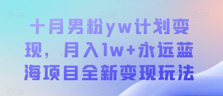 十月男粉yw计划变现，月入1w+永远蓝海项目全新变现玩法【揭秘】-副业库