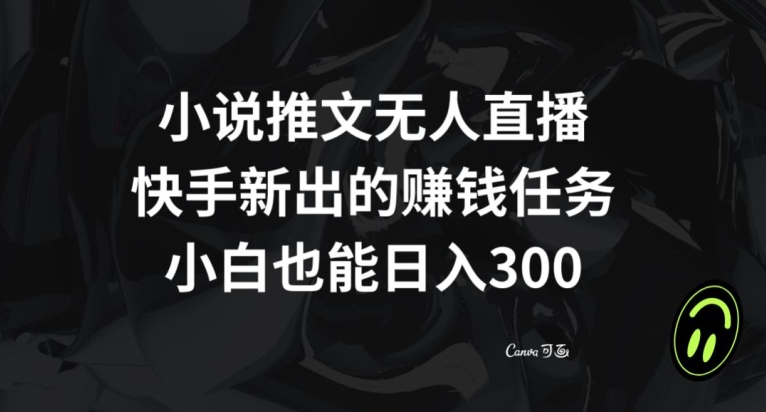 小说推文无人直播，快手新出的赚钱任务，小白也能日入300+【揭秘】-副业库