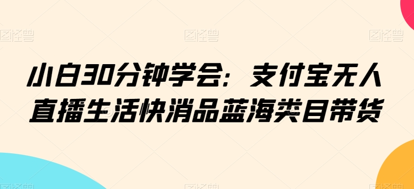 小白30分钟学会：支付宝无人直播生活快消品蓝海类目带货-副业库