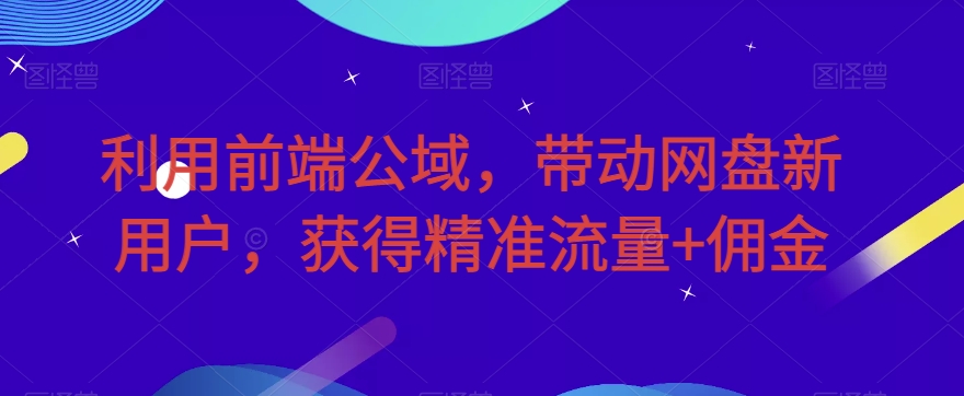 利用前端公域，带动网盘新用户，获得精准流量+佣金（揭秘）-副业库