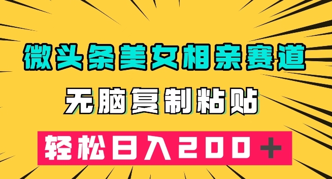 微头条冷门美女相亲赛道，无脑复制粘贴，轻松日入200＋【揭秘】-副业库