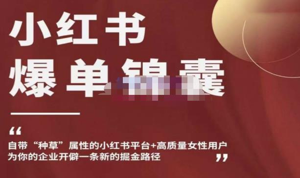 小红书爆单锦囊，自带种草属性+高质量女性用户，为你的企业开辟一条新的掘金路径-副业库