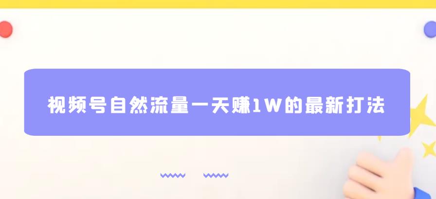 视频号自然流量一天赚1W的最新打法，基本0投资【揭秘】-副业库