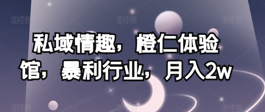 私域情趣，橙仁体验馆，暴利行业，月入2w【揭秘】-副业库