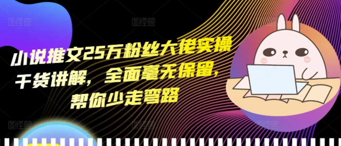 小说推文25万粉丝大佬实操干货讲解，全面毫无保留，帮你少走弯路-副业库