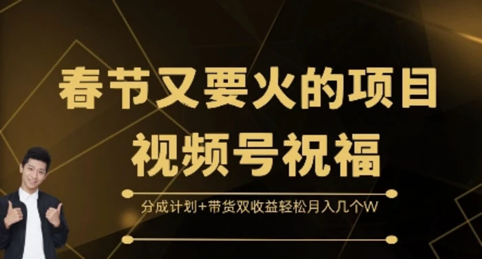 春节又要火的项目视频号祝福，分成计划+带货双收益，轻松月入几个W【揭秘】-副业库