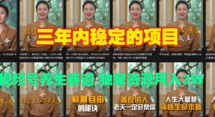 三年内稳定的项目 视频号养生赛道 独家资源月入过W-副业库