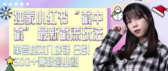 最新小红书截流玩法 独家截中截 单号成本几块钱 日引500+CY粉JZ粉-副业库