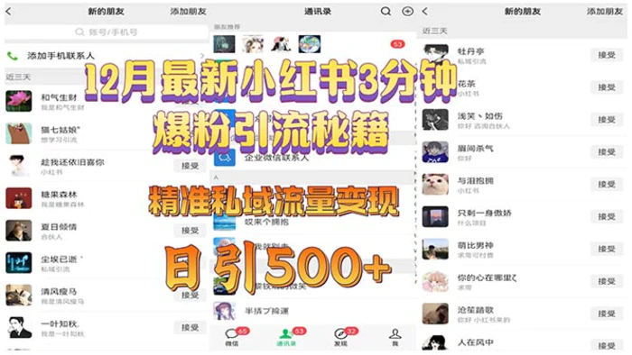 （13653期）12月最新小红书3分钟爆粉引流秘籍 精准私域流量变现 日引500+-副业库