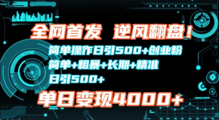全网首发，简单操作日引500+创业粉，简单+粗暴+长期+精准-副业库