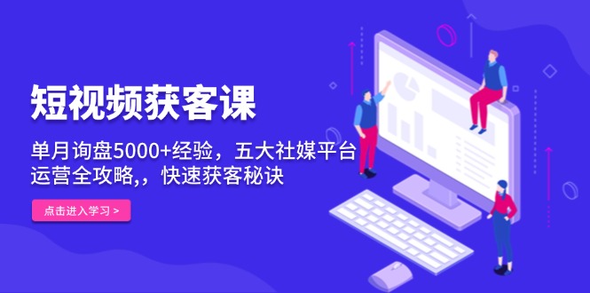 （13715期）短视频获客课，单月询盘5000+经验，五大社媒平台运营全攻略,，快速获客秘诀-副业库