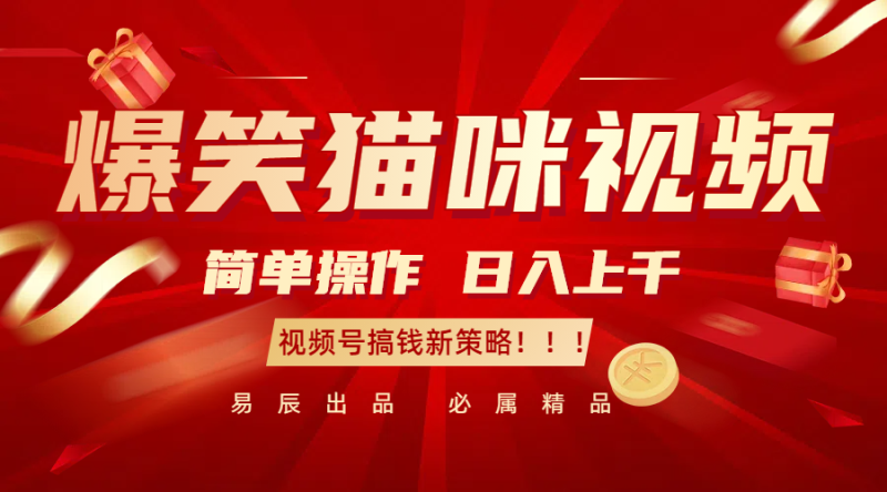 爆笑猫咪视频：简单操作，日入过千，视频号搞钱新策略！-副业库