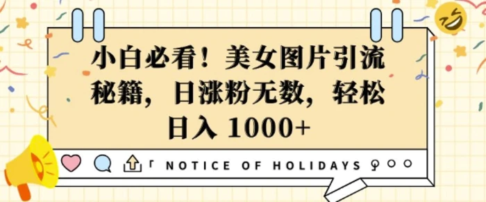 小白必看，美女图片引流秘籍，日涨粉无数，轻松日入几张-副业库