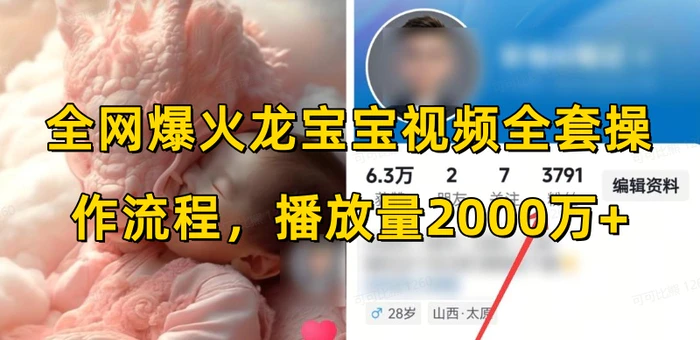 全网爆火龙宝宝视频全套操作流程，播放量2000万+-副业库
