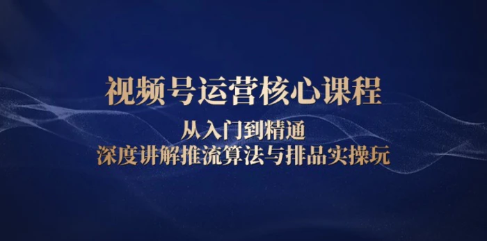 （13863期）视频号运营核心课程，从入门到精通，深度讲解推流算法与排品实操玩-副业库