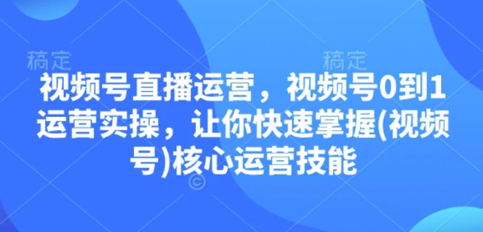 视频号直播运营，视频号0到1运营实操，让你快速掌握(视频号)核心运营技能-副业库