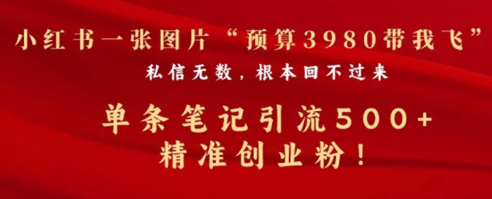 小红书一张图暴力引流500+精准创业粉-副业库