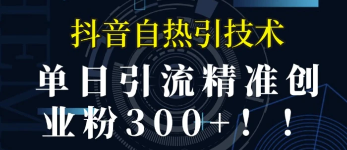 抖音自热引流，单日引流精准创业粉300+-副业库