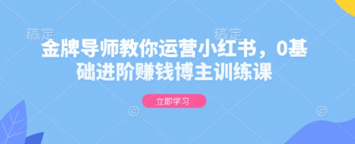 金牌导师教你运营小红书，0基础进阶赚钱博主训练课-副业库