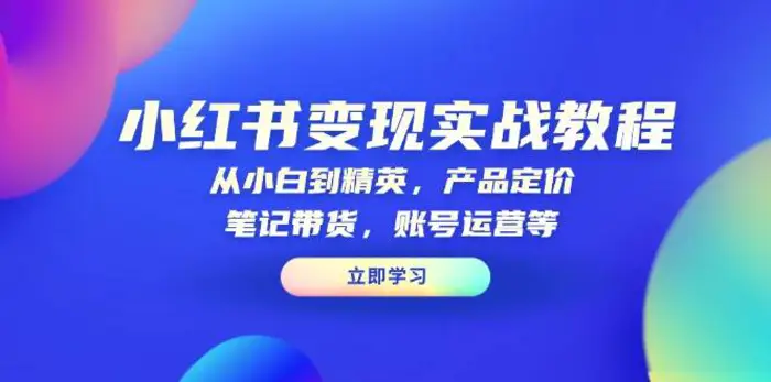 小红书变现实战教程：从小白到精英，产品定价，笔记带货，账号运营等-副业库