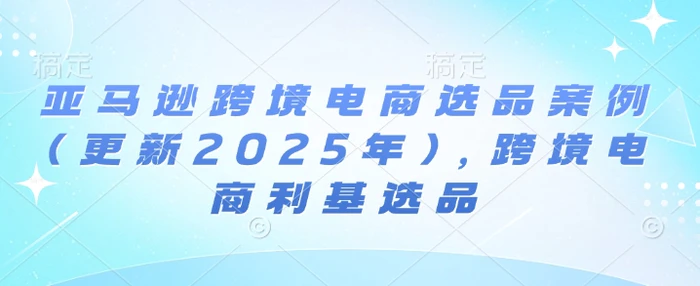 亚马逊跨境电商选品案例(更新2025年)，跨境电商利基选品-副业库