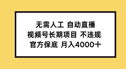 无需人工自动直播，视频号长期项目不违规，官方保底月入4000左右-副业库