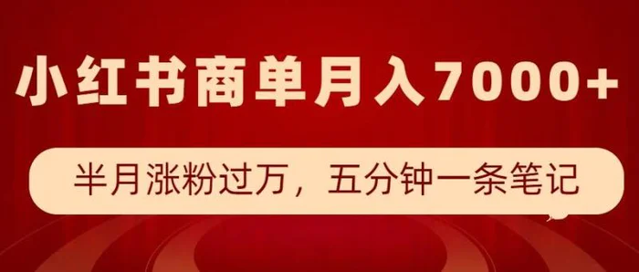 小红书商单最新玩法，半个月涨粉过万，五分钟一条笔记，月入7000+-副业库