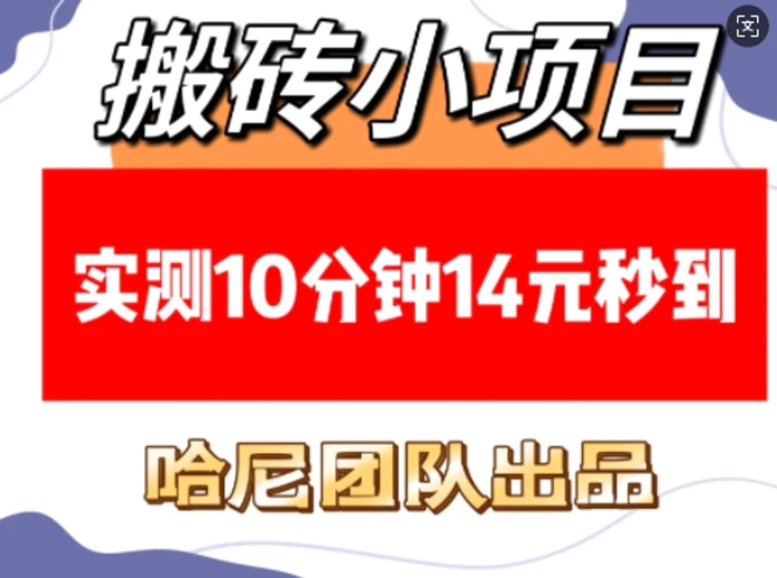 搬砖小项目，实测10分钟14元秒到，每天稳定几张(赠送必看稳定)-副业库