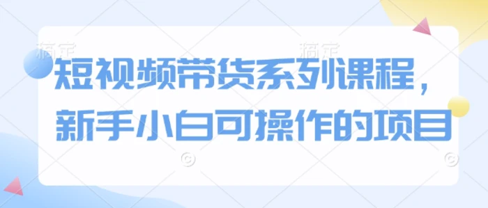 短视频带货系列课程，新手小白可操作的项目-副业库